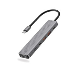 Powerology 6 in 1 Slim 4K HDMI USB-C Hub PD 100W USB MicroSD(P61HBCGY)
